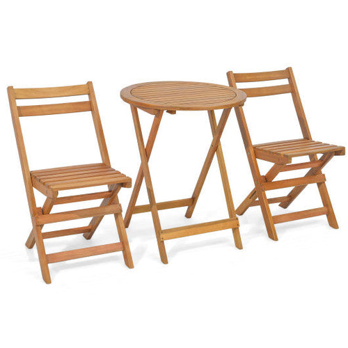 Load image into Gallery viewer, 3 Pieces Folding Patio Bistro Set with Slatted Tabletop
