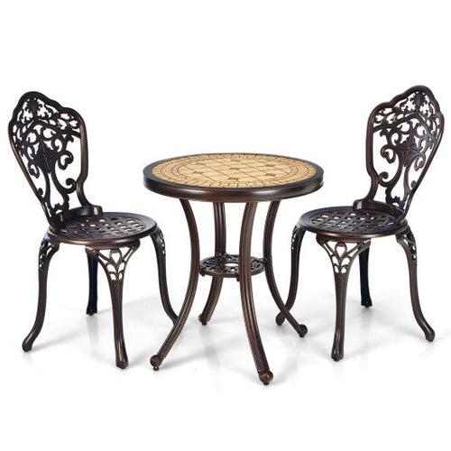 Load image into Gallery viewer, 3-Piece All-Weather Cast Aluminum Patio Bistro Set-Copper
