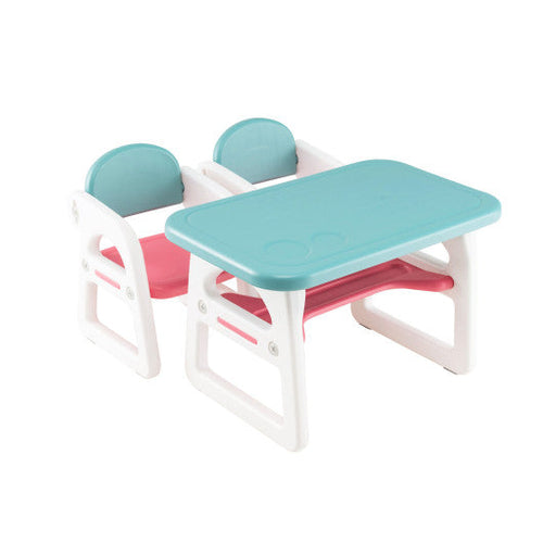Load image into Gallery viewer, Kids Table and Chair Set with Building Blocks-Pink &amp; Blue
