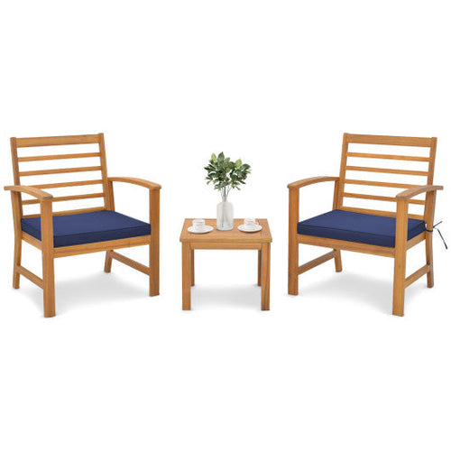Load image into Gallery viewer, 3 Pieces Outdoor Furniture Set with Soft Seat Cushions-Navy
