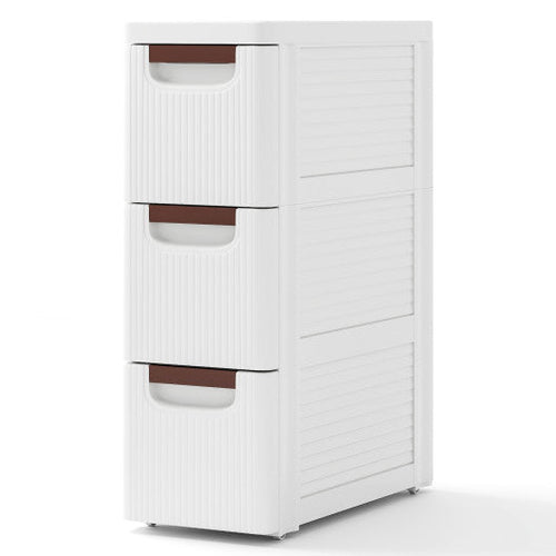 Load image into Gallery viewer, 3/4/5/6-Drawer Rolling Organizer Unit Narrow Storage Cabinet with Built-In Wheels for Small Space-3-Drawer
