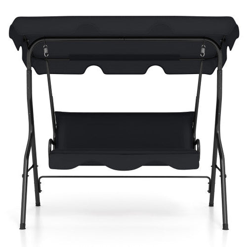 Load image into Gallery viewer, 3 Seat Outdoor Patio Canopy Swing with Cushioned Steel Frame-Black
