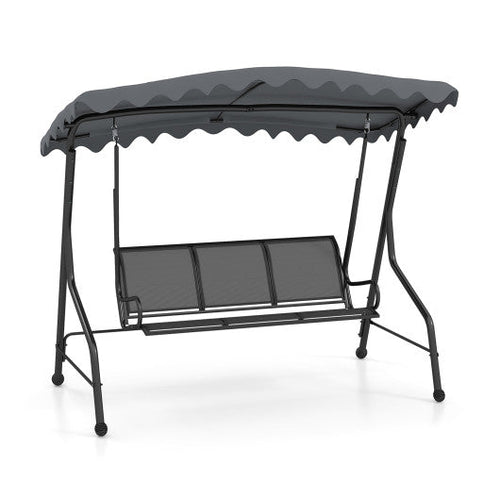 Load image into Gallery viewer, 3-Seat Outdoor Porch Canopy Swing with Adjustable Shading-Gray
