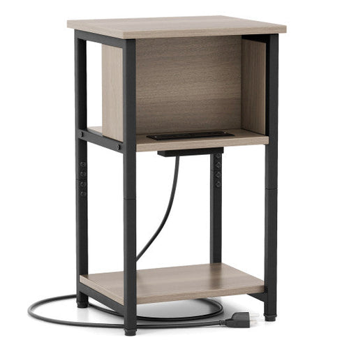 Load image into Gallery viewer, 3-Tier End Table with USB Ports &amp; Power Outlets-1 Piece
