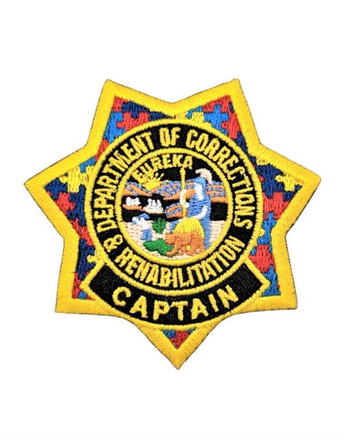 Load image into Gallery viewer, CDCR CAPTAIN <br> Autism Awareness <br>  Ribbon Badge Patch by Custom Pins &amp; Buckles
