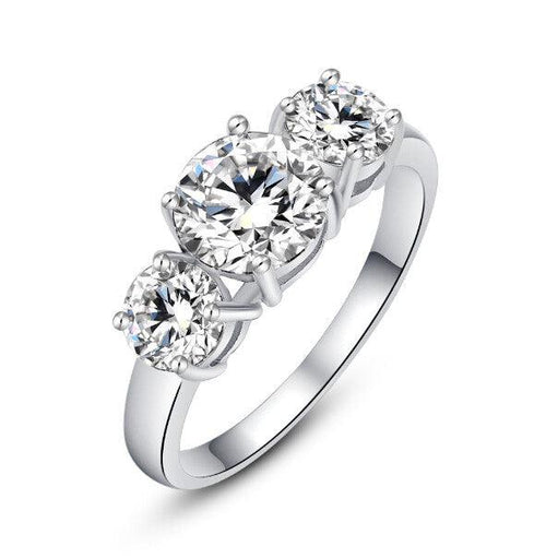 Load image into Gallery viewer, White Gold with Three Stone Cubic Zirconia Ring for Women by Hollywood Sensation®
