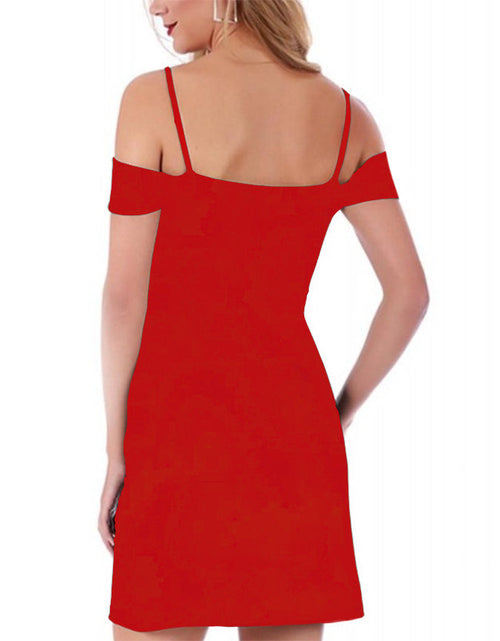 Load image into Gallery viewer, InstantFigure Short Off Shoulder Cowl Neck Dress 169460 by InstantFigure INC
