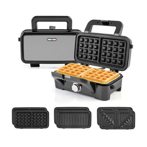 Load image into Gallery viewer, 3-in-1 1082W Sandwich Maker with Removable Non-Stick Plates-Black
