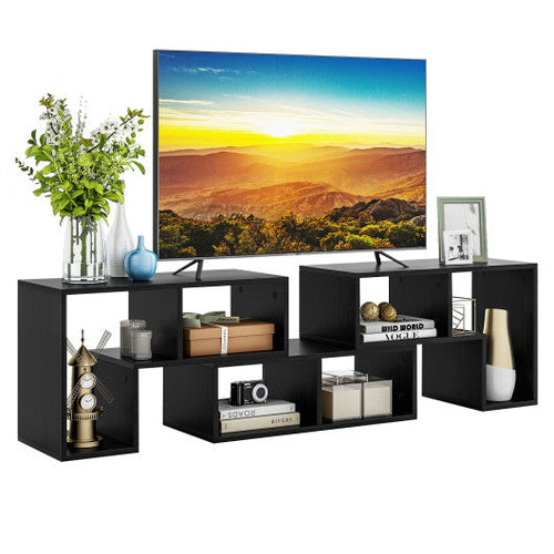 Load image into Gallery viewer, 3 Pieces Adjustable TV Stand for TVs up to 65 Inch with Shelves-Mixed Black
