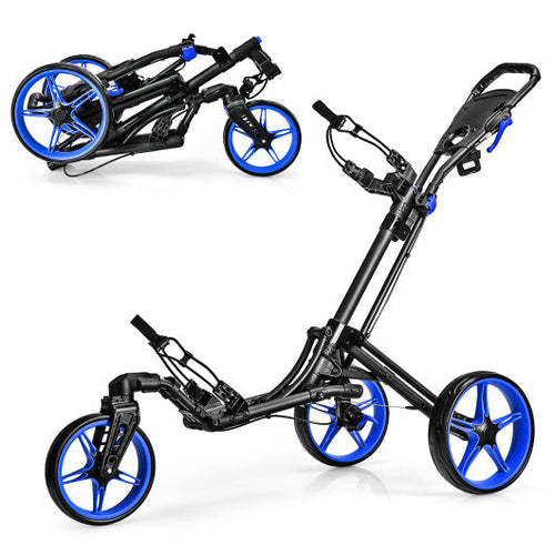 Load image into Gallery viewer, Folding Golf Push Cart with Scoreboard Adjustable Handle Swivel Wheel-Blue
