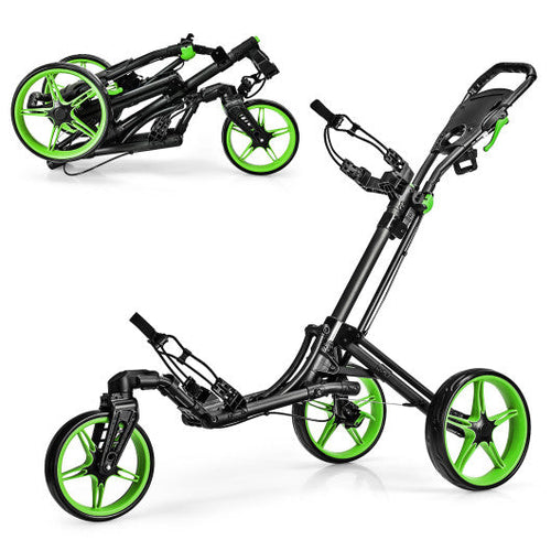 Load image into Gallery viewer, Folding Golf Push Cart with Scoreboard Adjustable Handle Swivel Wheel-Green

