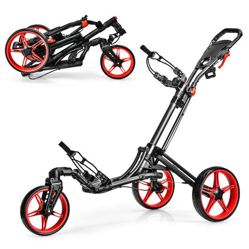 Load image into Gallery viewer, Folding Golf Push Cart with Scoreboard Adjustable Handle Swivel Wheel-Red
