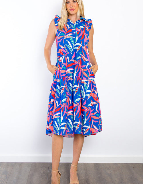 Load image into Gallery viewer, Be Stage Print Ruffled Midi Dress with Pockets
