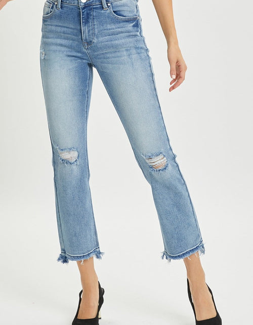 Load image into Gallery viewer, RISEN Full Size High Rise Distressed Cropped Straight Jeans

