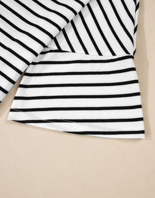 Load image into Gallery viewer, Stripe Half Sleeve Scoop Neck Top
