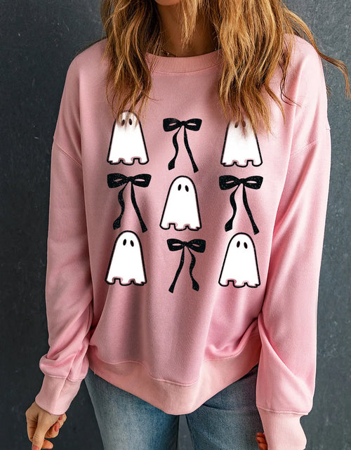 Load image into Gallery viewer, Ghost &amp; Bow Round Neck Long Sleeve Sweatshirt
