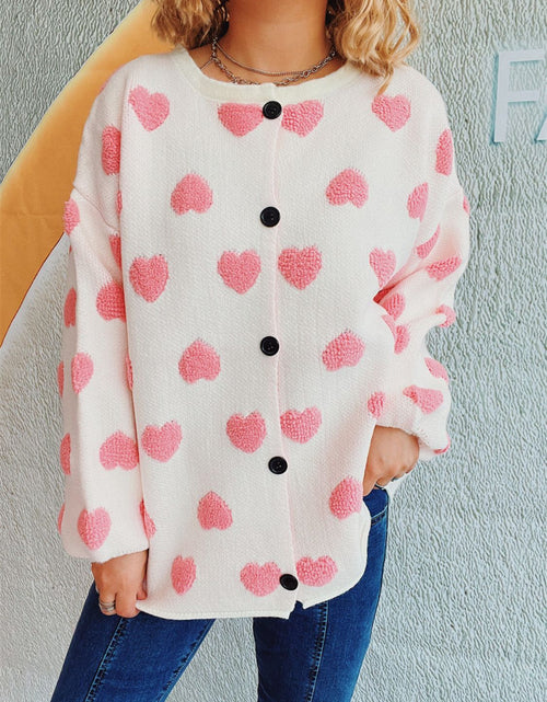 Load image into Gallery viewer, Heart Button Up Long Sleeve Cardigan
