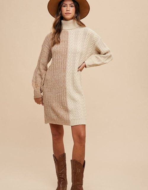 Load image into Gallery viewer, Annie Wear Color Block Turtleneck Sweater Dress
