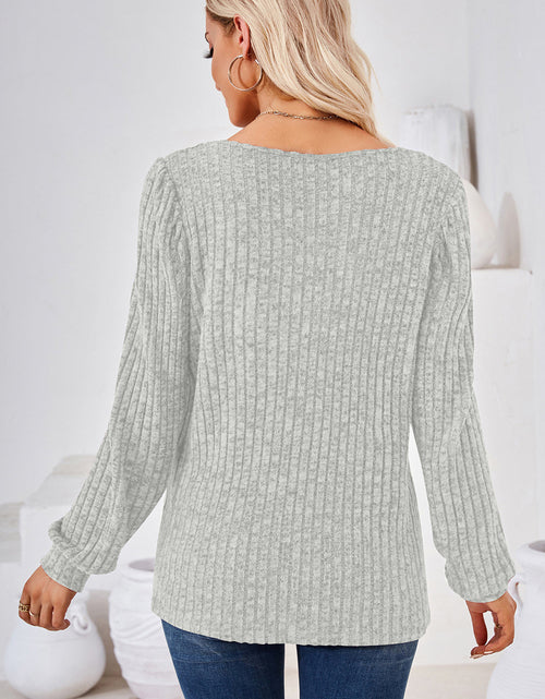 Load image into Gallery viewer, Ribbed Square Neck Long Sleeve T-Shirt
