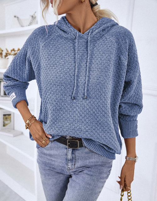 Load image into Gallery viewer, Texture Drawstring Long Sleeve Hooded Sweater
