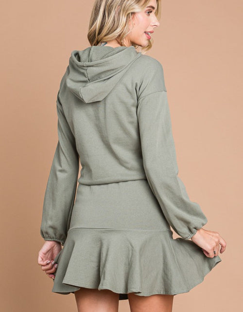 Load image into Gallery viewer, Culture Code Full Size Drawstring Dropped Shoulder Hooded Mini Dress
