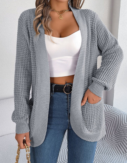 Load image into Gallery viewer, Open Front Long Sleeve Cardigan with Pockets
