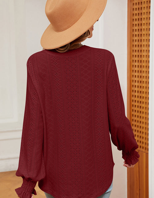 Load image into Gallery viewer, Eyelet Notched Long Sleeve T-Shirt

