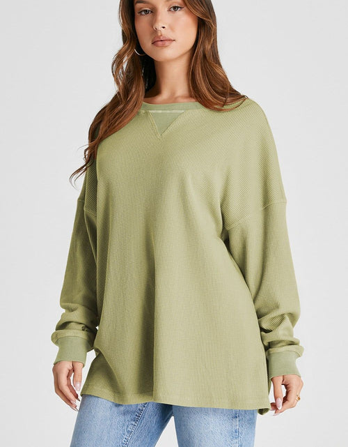 Load image into Gallery viewer, Waffle-Knit Long Sleeve Sweatshirt
