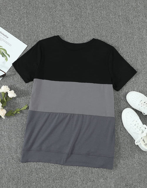 Load image into Gallery viewer, Color Block Side Slit Round Neck T-Shirt
