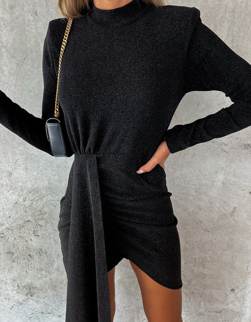 Load image into Gallery viewer, Heathered Mock Neck Long Sleeve Mini Dress
