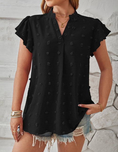 Load image into Gallery viewer, Swiss Dot Notched Cap Sleeve T-Shirt
