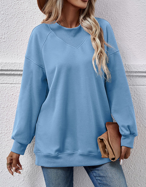 Load image into Gallery viewer, Round Neck Drop Shoulder Long Sleeve Sweatshirt

