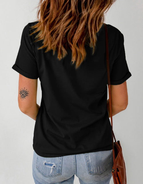 Load image into Gallery viewer, Rhinestone Round Neck Short Sleeve T-Shirt

