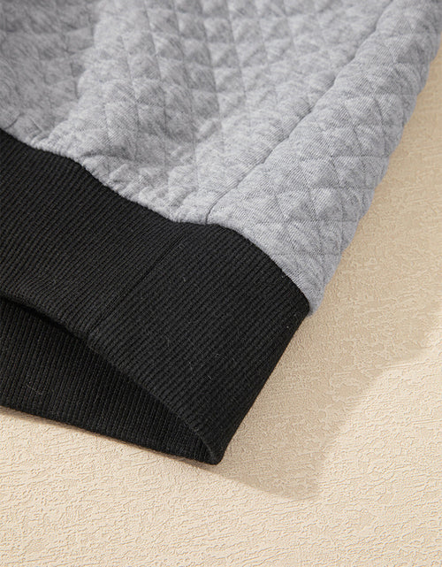Load image into Gallery viewer, Texture Quarter Button Long Sleeve Sweatshirt
