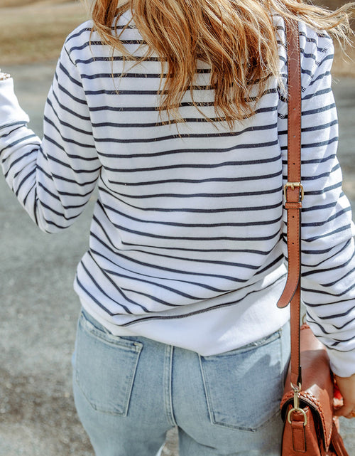 Load image into Gallery viewer, Striped Long Sleeve Round Neck Top
