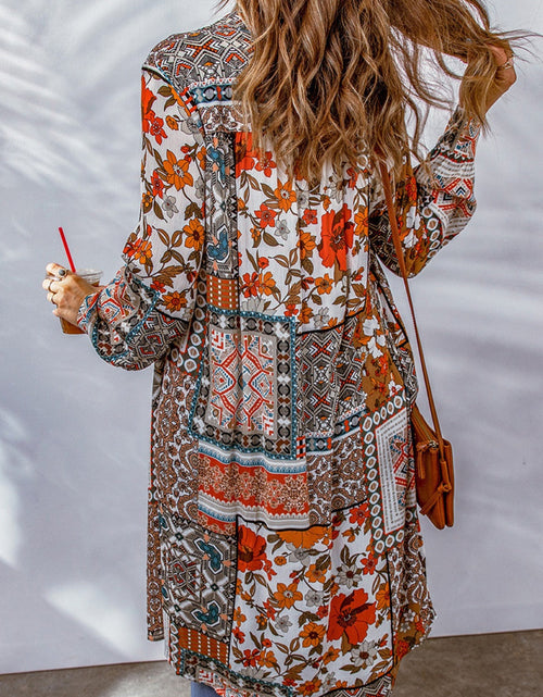 Load image into Gallery viewer, Printed Button Up Long Sleeve Cardigan
