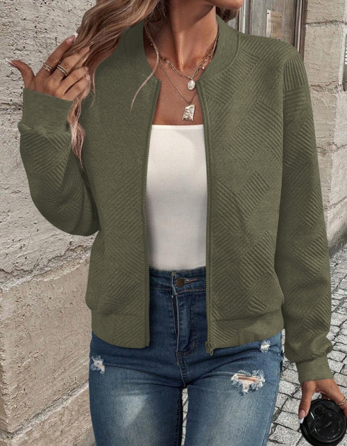 Load image into Gallery viewer, Textured Zip Up Long Sleeve Jacket
