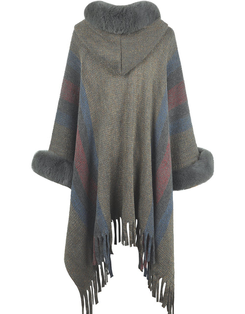 Load image into Gallery viewer, Color Block Fringe Detail Poncho
