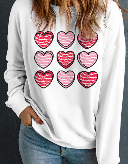 Load image into Gallery viewer, Valentine's Day Heart Round Neck Long Sleeve Sweatshirt
