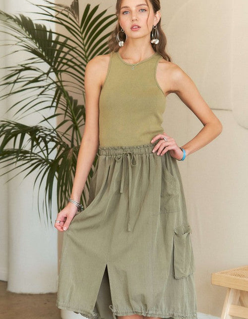 Load image into Gallery viewer, ADORA Drawstring Sleeveless Washed Dress
