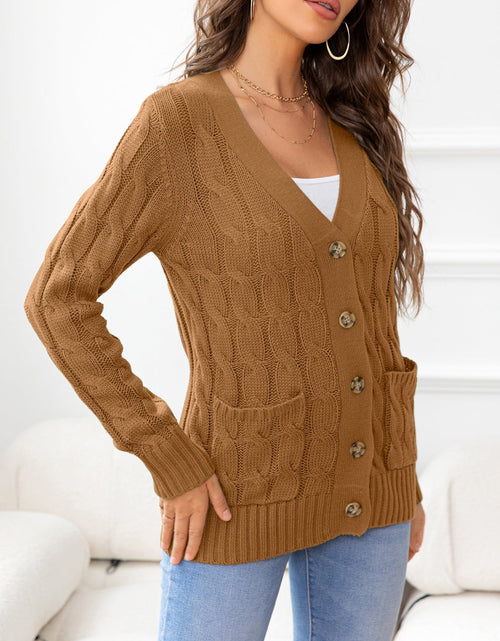 Load image into Gallery viewer, Button Down Cable-Knit Cardigan
