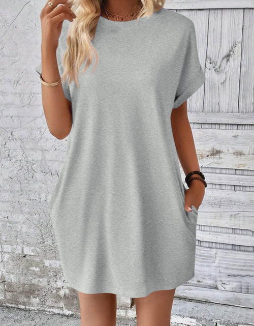 Load image into Gallery viewer, Round Neck Short Sleeve Mini Dress
