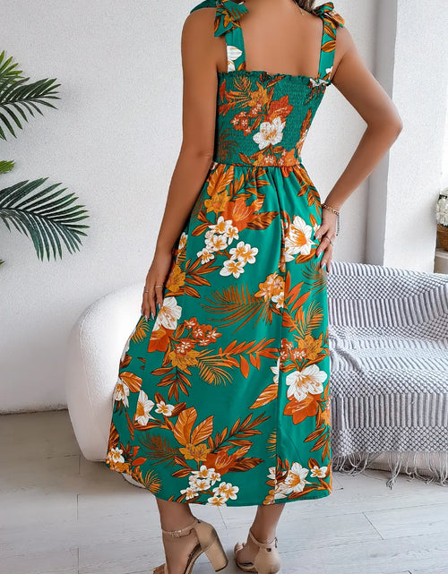 Load image into Gallery viewer, Smocked Floral Tie Shoulder Midi Dress
