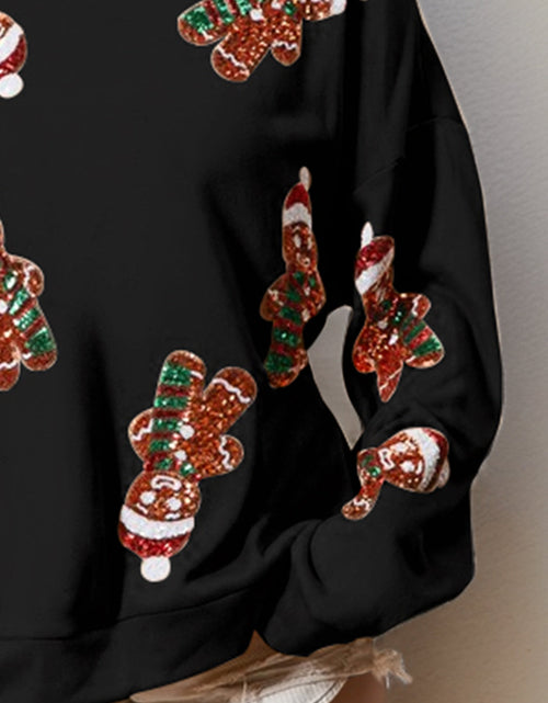 Load image into Gallery viewer, Sequin Gingerbread Man Long Sleeve Sweatshirt
