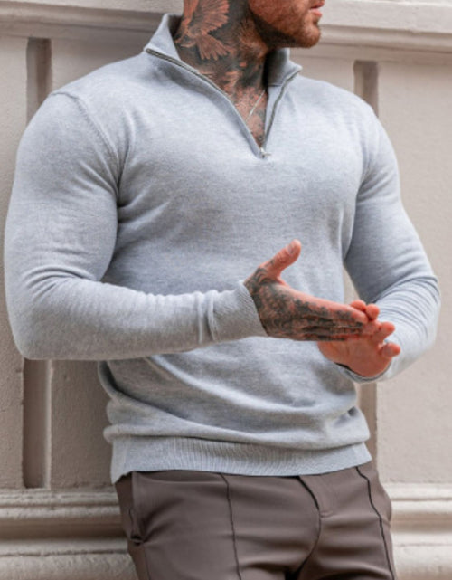 Load image into Gallery viewer, Men's Plus Size Quarter Zip Long Sleeve Knit Top
