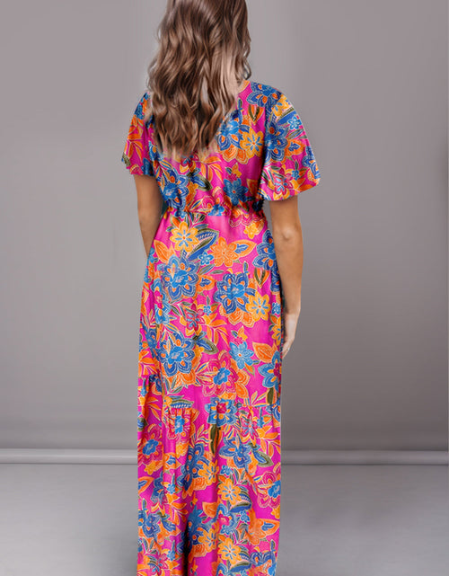 Load image into Gallery viewer, Printed Surplice Short Sleeve Maxi Dress
