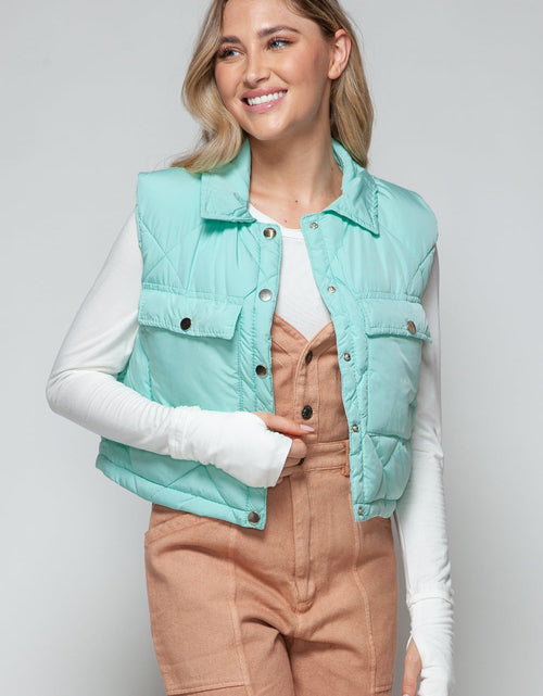 Load image into Gallery viewer, Snobbish Snap Down Quilted Crop Vest
