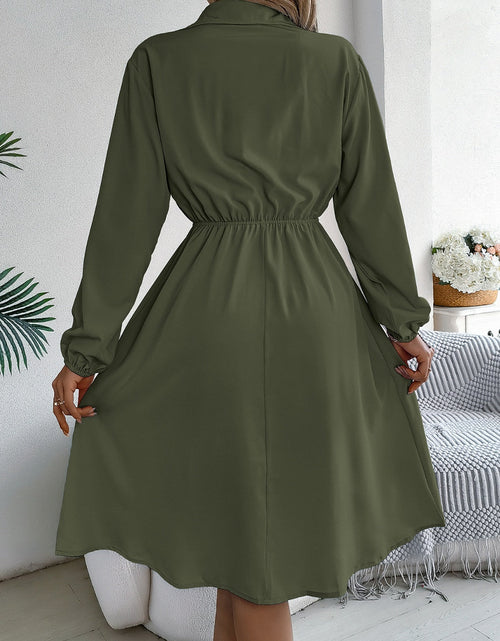 Load image into Gallery viewer, Collared Neck Long Sleeve Dress with Pockets
