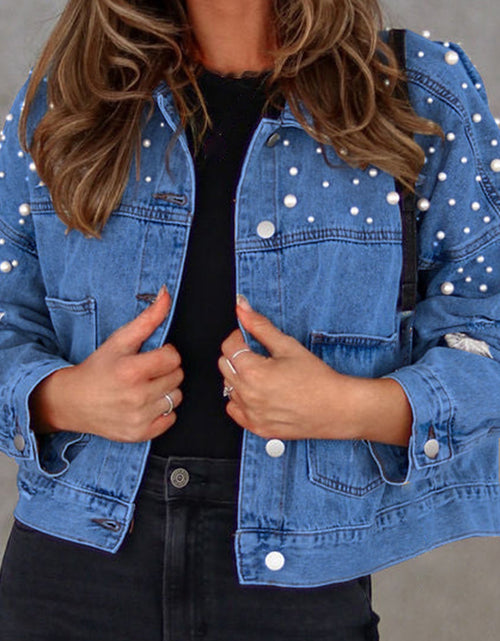 Load image into Gallery viewer, Bead Detail Denim Jacket
