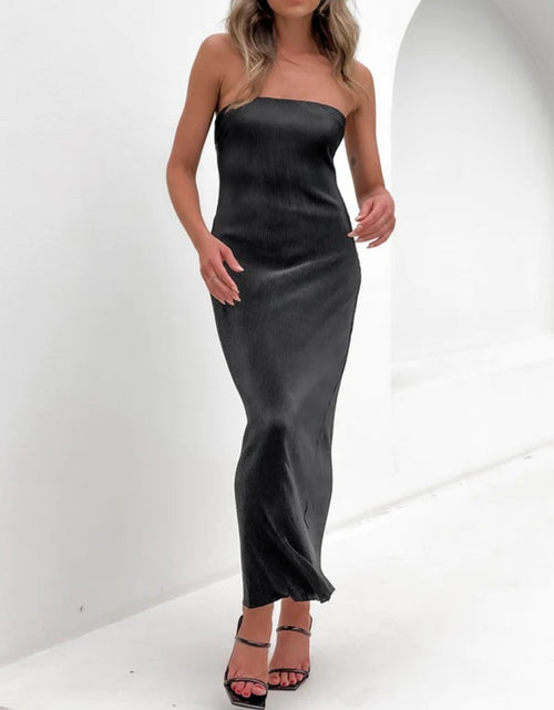 Load image into Gallery viewer, Lace-Up Back Tube Maxi Dress
